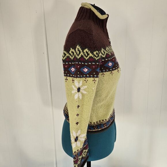 Planet Earth Sweaters Women's Medium Knit Sweater Hand Loomed Peru 100% Cotton - Picture 7 of 10